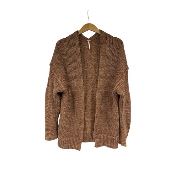 Free People Cardigan Sweater High Hopes Women's Brown Mariposa Combo Chunky XS - Picture 1 of 9